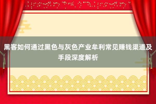 黑客如何通过黑色与灰色产业牟利常见赚钱渠道及手段深度解析