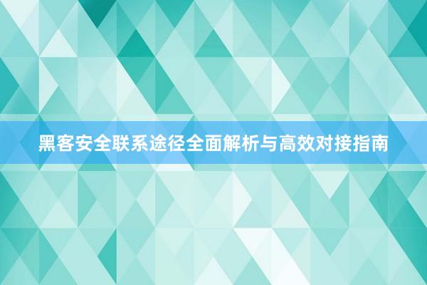 黑客安全联系途径全面解析与高效对接指南