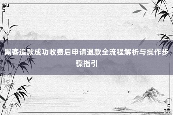 黑客追款成功收费后申请退款全流程解析与操作步骤指引