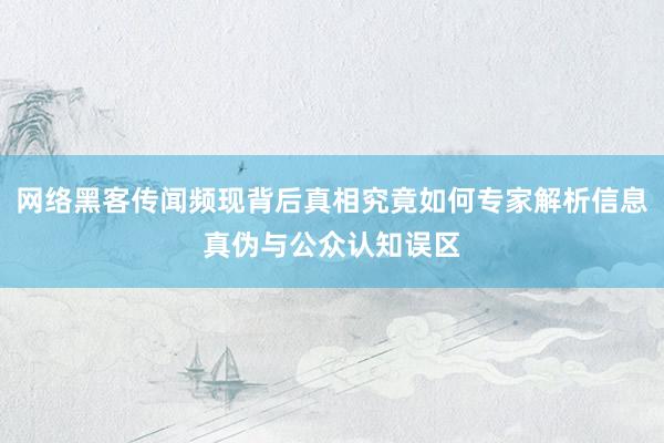 网络黑客传闻频现背后真相究竟如何专家解析信息真伪与公众认知误区