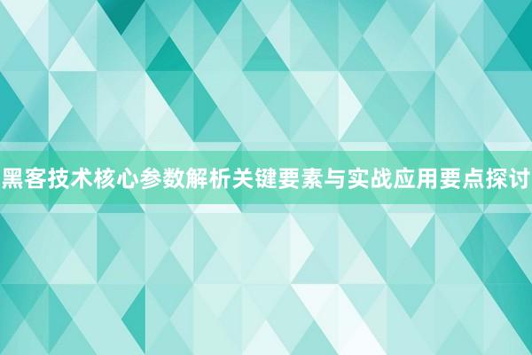 黑客技术核心参数解析关键要素与实战应用要点探讨